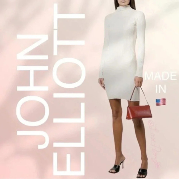 JOHN ELLIOTT GINZA RIb Long Sleeve Mock Mini Dress in Feather - Picture 8 of 15